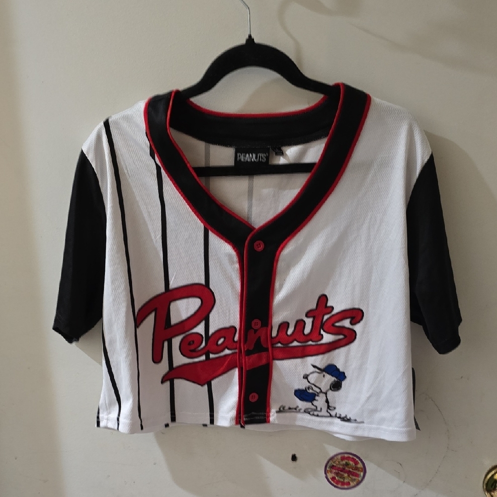 Peanuts Black and White Jersey CropTop